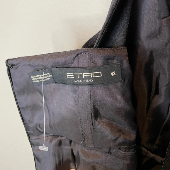 Etro Milano Wool Dress Hand Embroidered With Pockets Size 42 US 6 Made in Italy - Picture 3 of 10